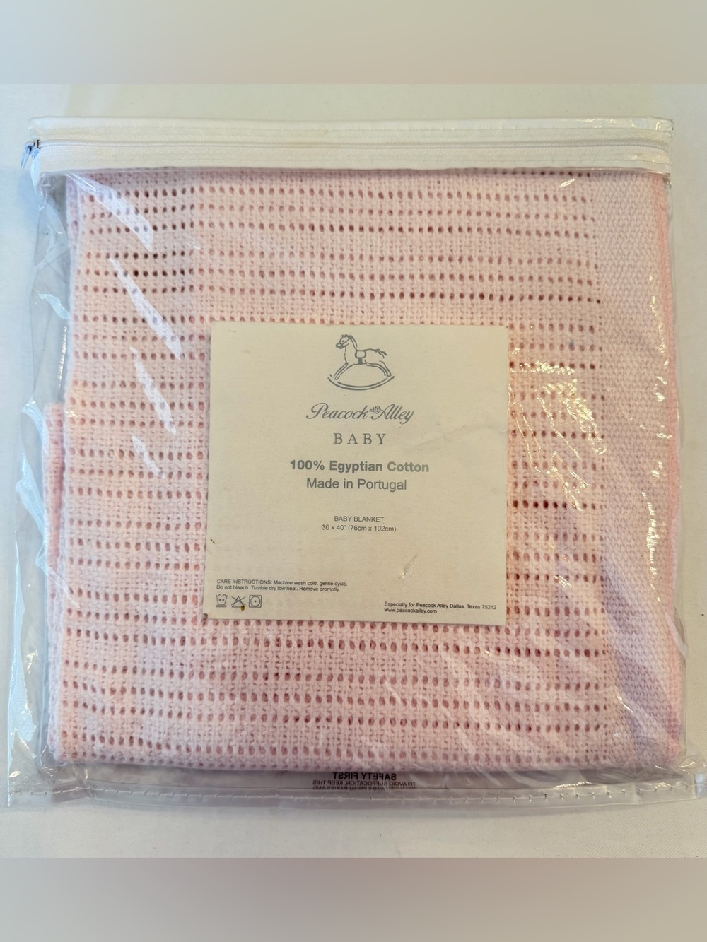 Peacock Alley Baby 100% Egyptian Cotton Baby Pink Knit Blanket 30x40”
